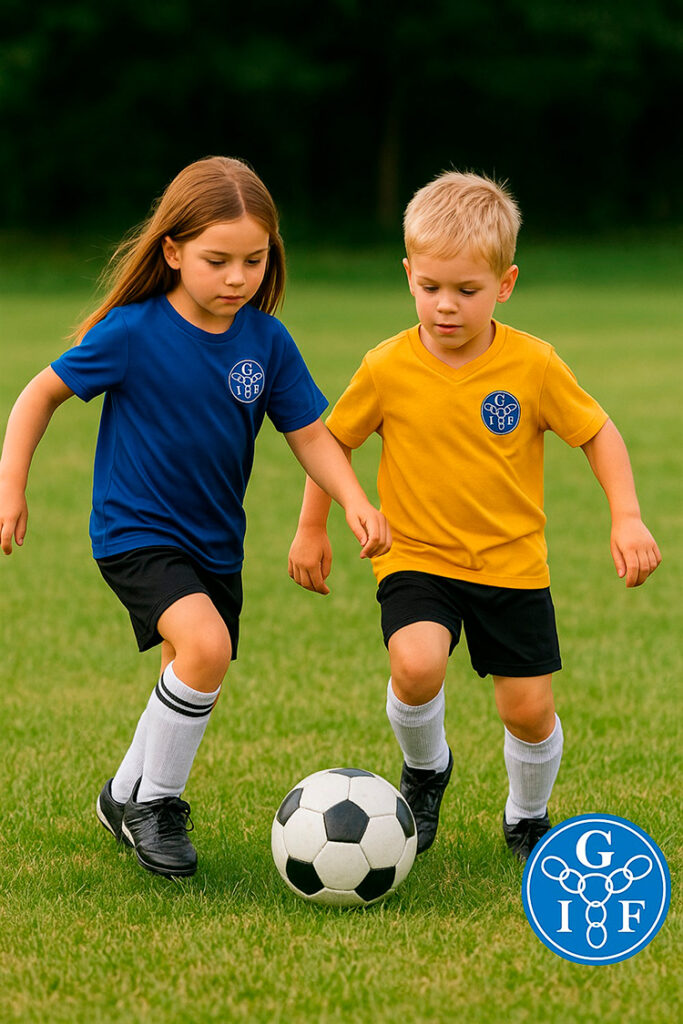 Barn som spelar fotboll